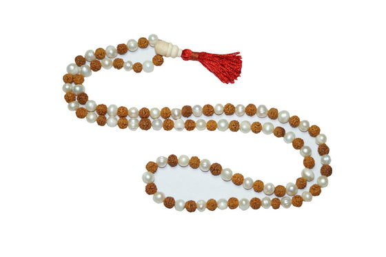 Shiva Shakti Yoga Mala Beads Clearing Energies Moon Pearl Rudraksha Mala