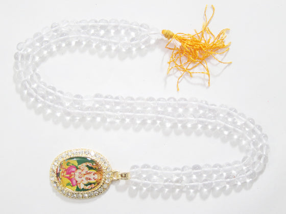 Clearing Crystal Prayer Mala Beads Ganesha Natural Himalaya Spiritual Healing Mala