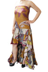 BOHO GIRL Swirling Hi Low Dress Recycled Sari Autumn M/L