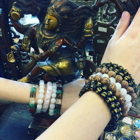 Yoga Mala Wrist Bracelet Grounding Chakra Natural Obsidian Prayer Energy