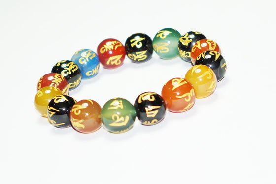 Chakra Bracelet Buddhist Stress Mantra Carved Gold Malabeads Prayer
