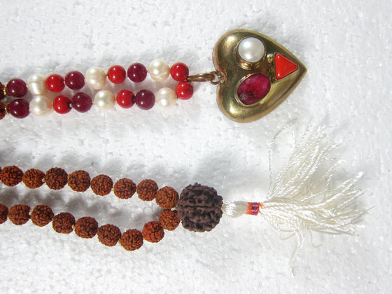 Yoga Mala Beads Rudraksha Mars Sun Moon Zodiac Pendant