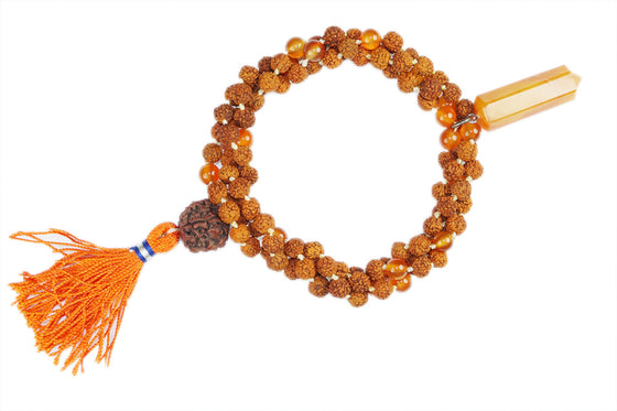 Yoga Mala Necklace Healing Reiki Carnelian Pendants Rudraksha Mala