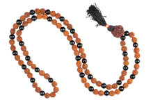  Mindfulness Yoga Mala Beads Shiva Rudraksha Black Agate Gemstone Mala