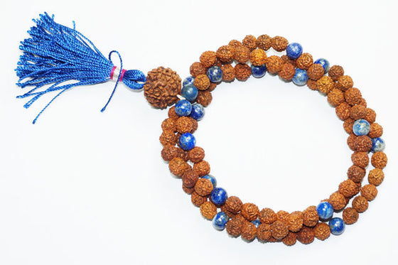 Handmade Prayer Mala Tassel Necklace Meditation Rudraksha Lapiz Mala