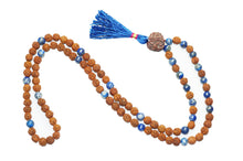  Throat Chakra Necklace, Prayer Mala Beads, Meditation, Rudraksha Lapis