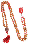Yoga Mala Buddhist Knotted 108 Coral Rudraksha Japamala Mala