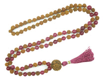  Love Meditation Mala Handmade Pink Jade Rudraksha Prayer Beads Mala