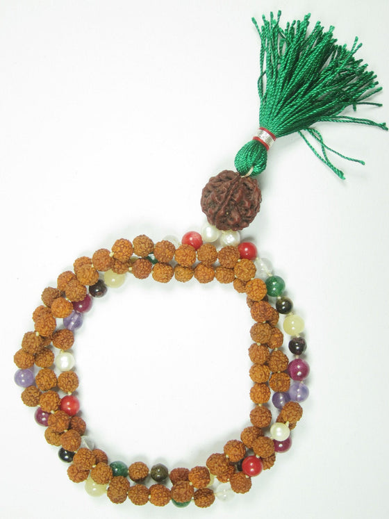 Nine Planets Mala Handmade Beads Rudraksha Reiki Yoga Mala