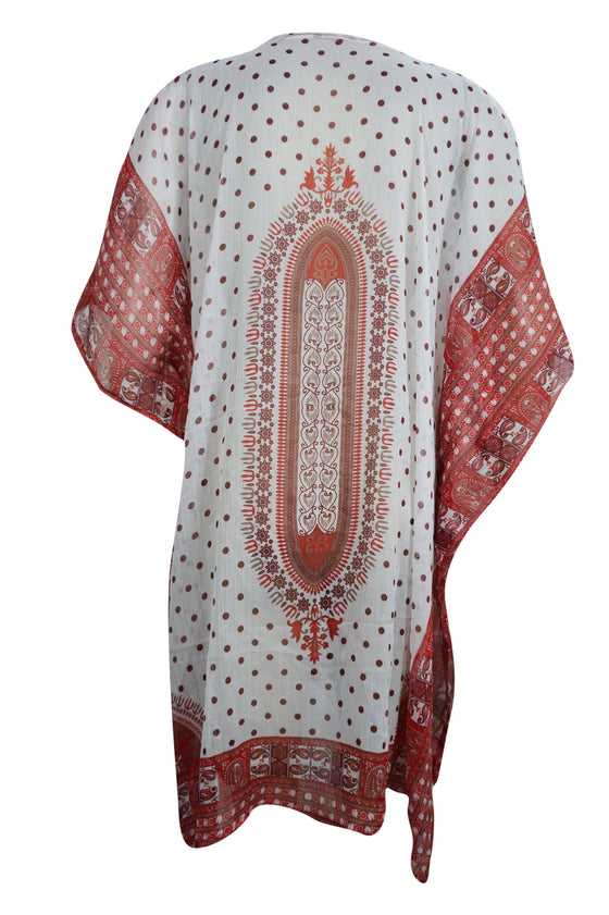 Boho Chic Beach Sheer Caftan Dress Red White Dashiki Kaftan 4XL