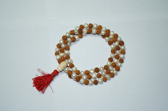 Mala Beads Clearing Energies Pearl Moon Beads Rudraksha Japamala