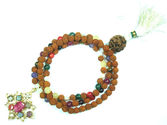 Nine Planet Yoga Mala Handmade Navratna Stone Japa Mala Beads