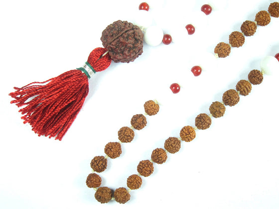 Healing Mala Beads Moonstone Coral Mala Rudraksha Prayer Meditation Mala