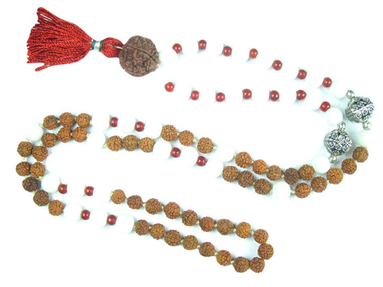Healing Mala Beads Moonstone Coral Mala Rudraksha Prayer Meditation Mala