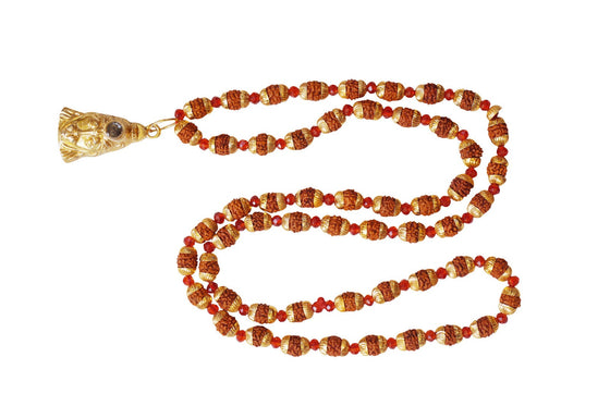 Balancing Chakra Mala Hanuman Chalisa Pendent Rudraksha Red Crystal Beads Mala