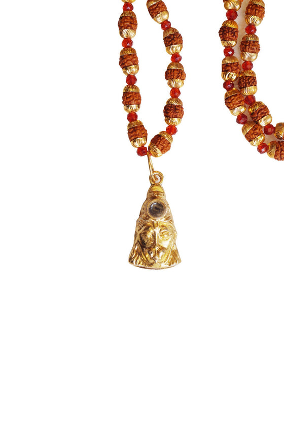 Balancing Chakra Mala Hanuman Chalisa Pendent Rudraksha Red Crystal Beads Mala