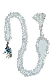  Yoga Mala Beads Himalayan Quartz Crystal Evil Eye Hamsa