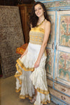 BOHO GIRL Swirling Hi Low Dress Recycled Sari Autumn M/L