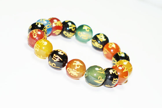 Chakra Bracelet Buddhist Stress Mantra Carved Gold Malabeads Prayer