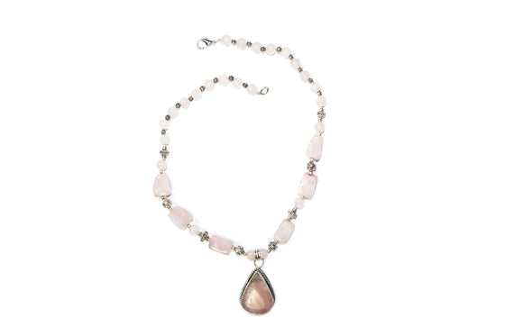 Rose Quartz Artisan Crafted Earthing Statement Necklace Love Acceptance