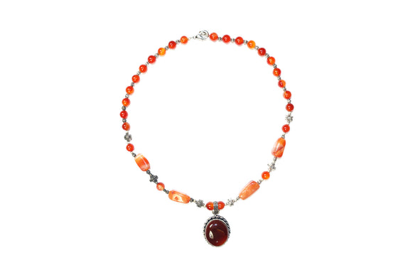 Grounding Earthing CARNELIAN Beaded Stones Handmade Twisted Necklaces Fashion