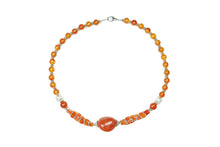  Carnelian Boho Orange Beaded Necklace-Twisted Beads Stones Handmade Choker