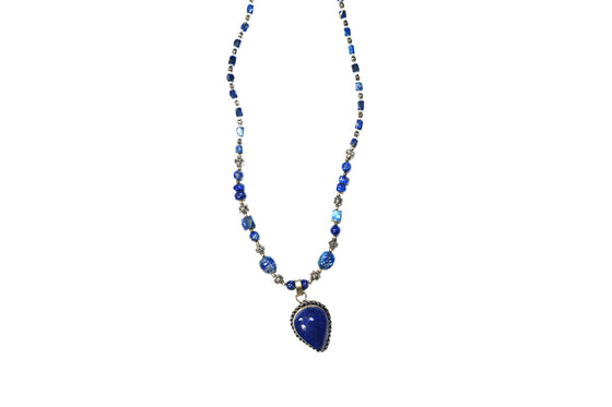 Jewelry Lapiz Beads Pendent Necklace - Beads Stones Handmade