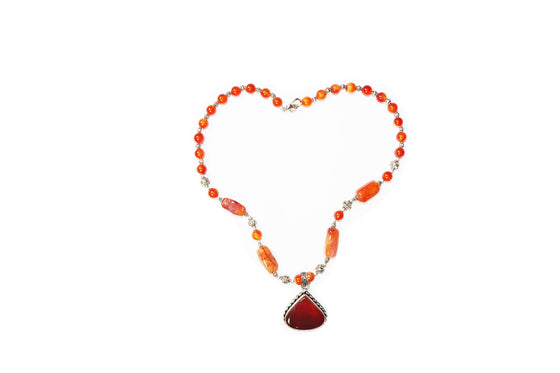 Orange Carnelian Beads Pendent Handmade Statement Necklaces