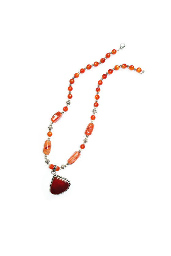 Orange Carnelian Beads Pendent Handmade Statement Necklaces