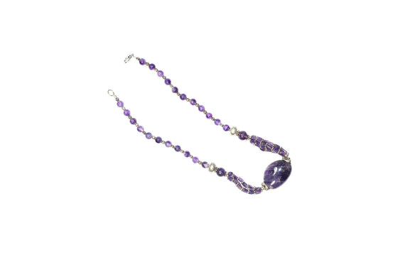 Yoga Mala Purple Amethyst Beads Necklace Twisted Beads Stones