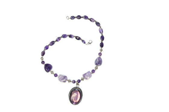 Purple Amethyst Beads Necklace Stone Beads Boho Artisan Jewelry