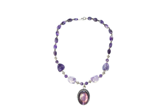 Purple Amethyst Beads Necklace Stone Beads Boho Artisan Jewelry