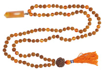  Yoga Mala Necklace Healing Reiki Carnelian Pendants with Rudraksha