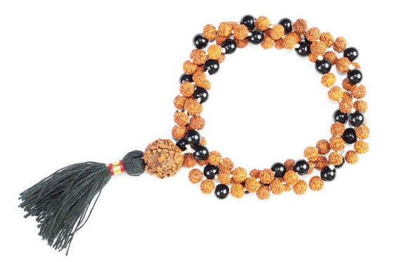 Yoga Mala Necklace Healing Prayer Beads Rudraksha Black Jade