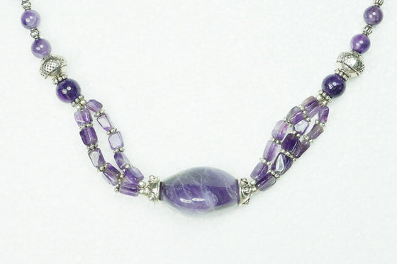 Purple Amethyst Beads Necklace- Twisted Beads Stones Handmade Necklaces