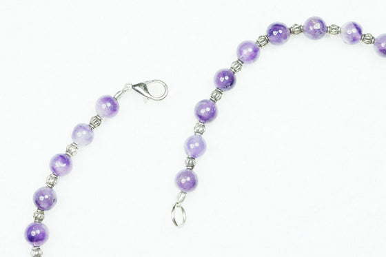 Purple Amethyst Beads Necklace- Twisted Beads Stones Handmade Necklaces
