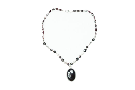 Classic Dark Purple Beads Necklace- Twisted Beads Stones Handmade