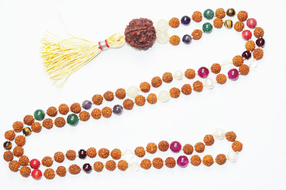 Navratna Chakra Healing Mala Tassel Necklace Prayer Meditation Mala 