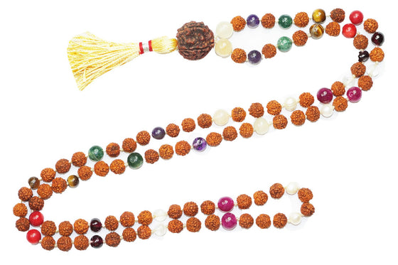 VEDAMala Yoga Necklace Nine Planet Vedic Rudraksha Prayer Beads