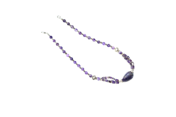 Bohemian Purple Amethyst Beads Jewelry- Twisted Beads Stones Handmade