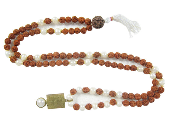 Yoga Mala 108 Japamala Rudraksha Pearl Prayer Chakra Mala Beads