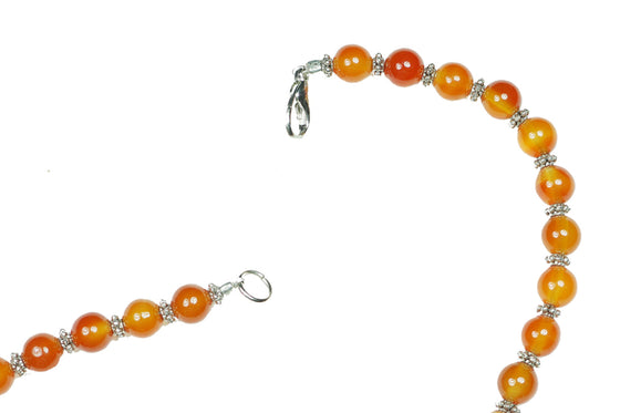 Carnelian Boho Orange Beaded Necklace-Twisted Beads Stones Handmade Choker