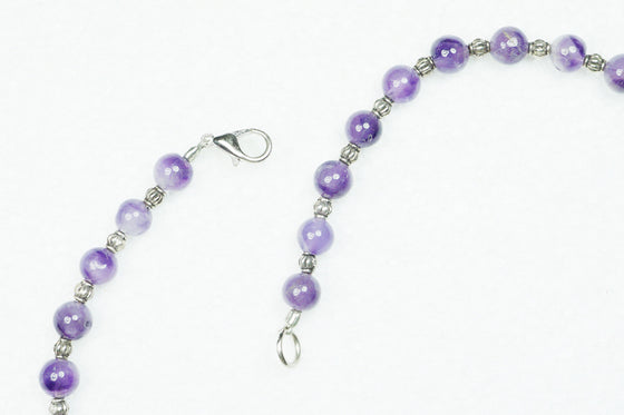 Purple Amethyst Beads Necklace-Handmade Twisted Beads Stones Jewelry