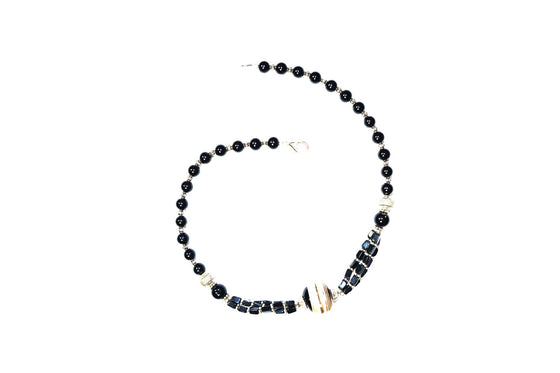 Boho Choker Fashion Jewelry Black Onyx Beads Necklace Beads