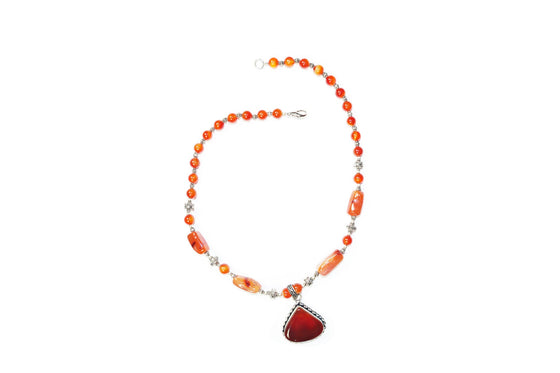 Orange Carnelian Beads Pendent Handmade Statement Necklaces