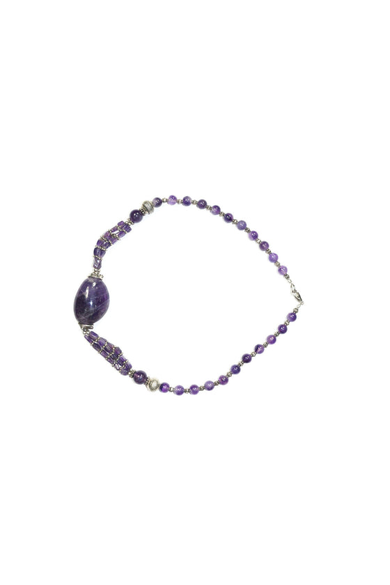 Yoga Mala Purple Amethyst Beads Necklace Twisted Beads Stones
