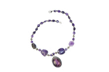  Choker Necklace Statement Jewelry Purple Amethyst Beads Artisan Crafted