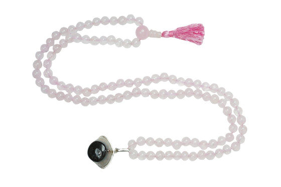 Love Rose quartz mala Evil eye Protection pendant Mala