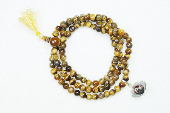 Malabeads Tiger Eye Prayer Bead Mala Agate Eye Pendant