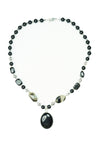 Artisan Statement Black Agate Pendent Necklace Twisted Beads Stones